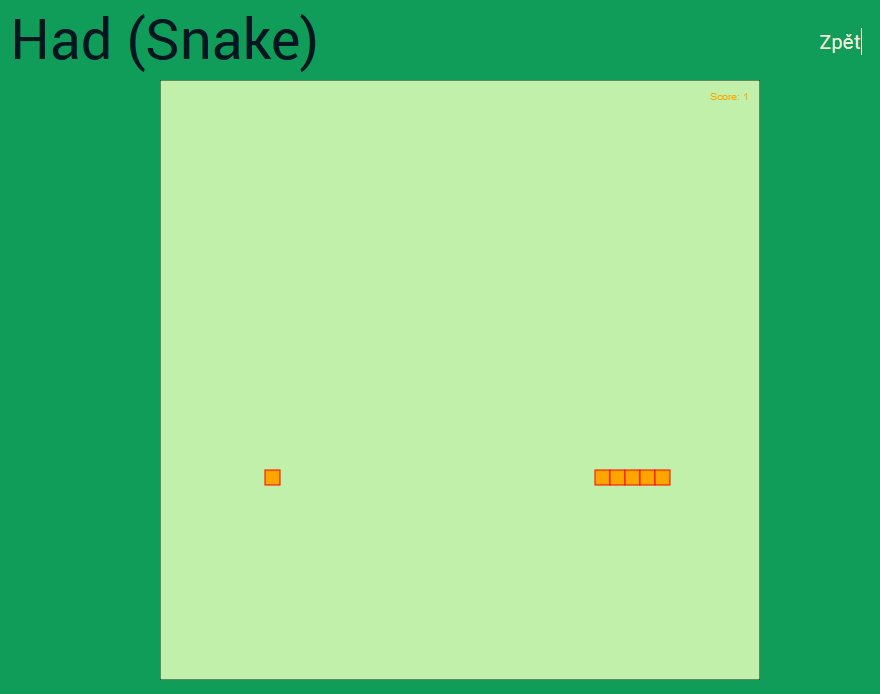 3.4.2 Hra Snake Hra Snake taktéž pracuje s elementem <canvas>, na který je postup hry vykreslován.