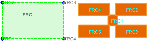 Nástroj pro modální analýzu FPA 12.1. Dodatek A: Výběr IFS fraktálů Obrázek 12.12: Fraktál FRC F inicializační objekt a transformace Počet nodů a polygonů: 1.iterace 2.iterace 3.