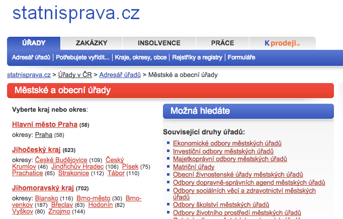 13 Úřady v ČR Státní správa Typ zdroje: Webová stránka Odkaz: http://urady.statnisprava.cz/ Autor: European Business Enterprise, a.s. Základní popis: V ČR existují desítky druhy státních institucí, které mají stovky a tisíce úřadu v různých lokalitách.