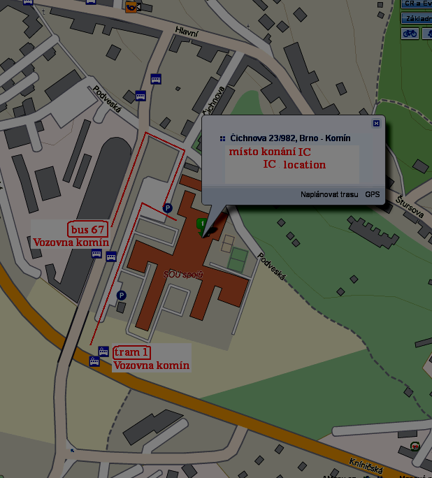 Mapa lokality IC IC location map Pokud plánujete přijet během páteční noci, je třeba využít nočních linek. Další detaily najdete na webu.