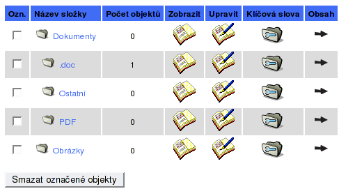 4.5 Veřejná knihovna e-objektů 35 V dolní části je zobrazena informace o celkové velikosti objektů ve Veřejné knihovně (viz obrázek č. 17). Obr.