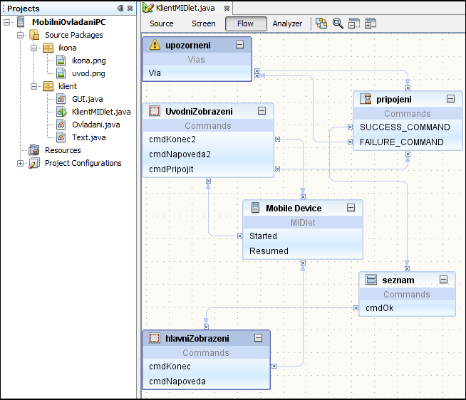 view [19], je programátorsky výhodnější (ne však pohodlnější) tuto třídu naprogramovat ručně. Netbeans generuje kód na základě přetahování (drag&drop) různých komponent do již zmíněných pohledů.