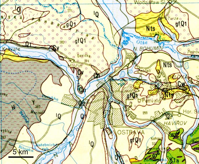 1. Z polohy lokality na výřezu geologické mapy napište v jakém geologickém období se nacházíte, jaké horniny zde můžete podle legendy nalézt. Úkol 2.