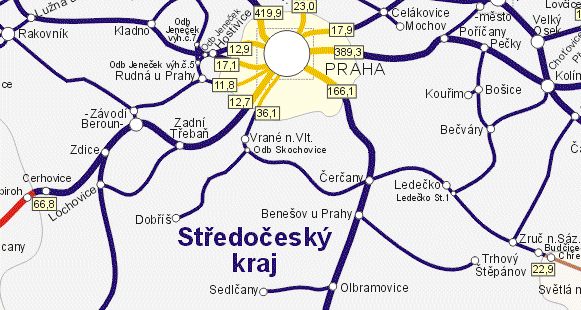 připravována taktová doprava ( int. 60 min.).ve špičkách pracovních dnů v nejvytíženějším úseku Praha Vrané s int. 30 min. Trať vede z Prahy do Vraného nad Vltavou.