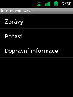 Widget doprava Zobrazuje aktuální dopravní situaci pomocí dvou identifikátorů semaforu a stupňů hustoty dopravy.