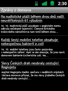 Zprávy Zobrazení zpráv se liší podle cesty kudy uživatel přijde. Existují dvě možnosti přes widget nebo přímo přes ikonu aplikace v menu.