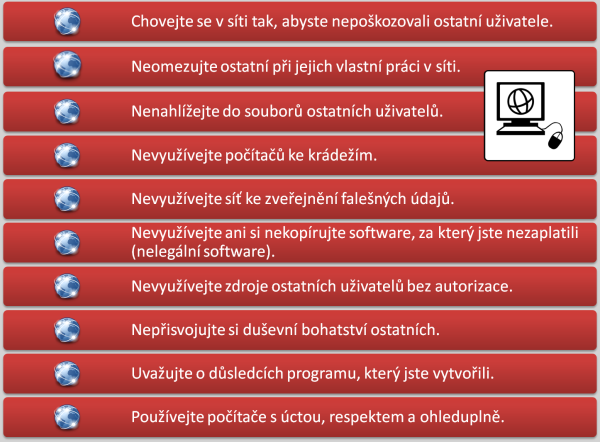 Všichni tito uživatelé by si měli pamatovat základní pravidlo: Adresátem sdělení na internetu je zase člověk, proto vždy na něj berte ohled.