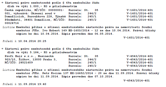 IX. Závady, které prodejem nemovitostí v dražbě nezaniknou, jsou věcná břemena, o nichž to