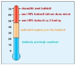 1.2 Riziko vzniku Legionell Dalším rizikem je vznik bakterie Legionella. Je to bakteriální onemocnění. Tyto bakterie se množí ve vodě o teplotě 20-45 C.