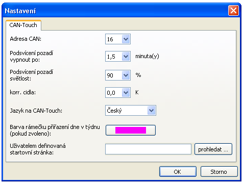 <TODO>: Kopfzeile einfügen (z.b. Titel) 105 Nastavení CAN-TOUCH Adresa CAN: V tomto bodu menu může být změněno číslo uzlu CAN u CAN-TOUCHe (výrobní nastavení: 16). Pozor!