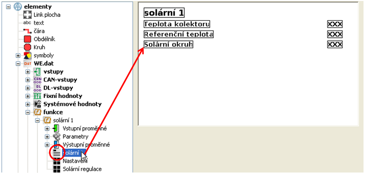 <TODO>: Kopfzeile einfügen (z.b. Titel) 45 U tohoto příkladu je vloženo do výkresu název a hodnota jako skupina hodnot. Všechny hodnoty jsou seskupeny ve skupině hodnot a je možné je vybrat.