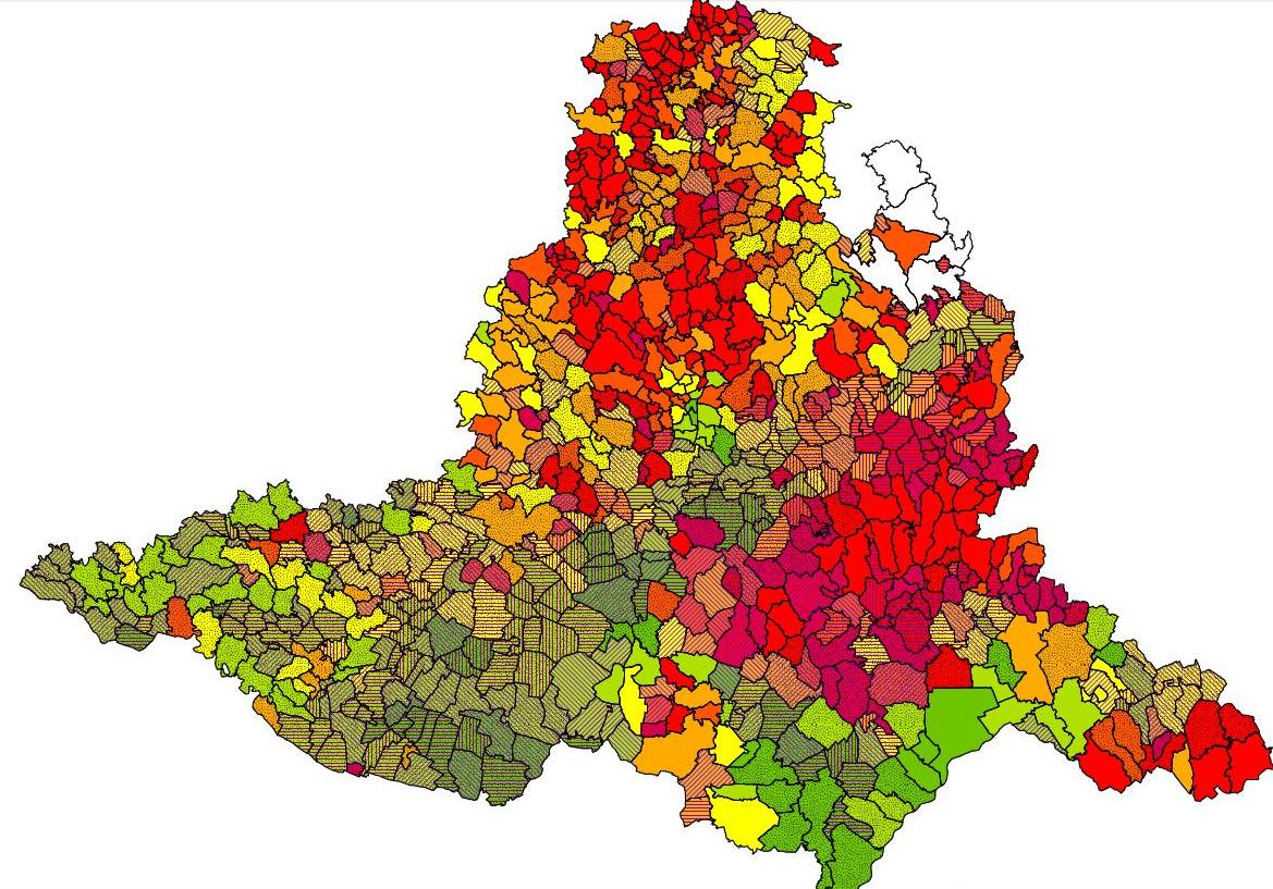 Obr. 13 Potenciální ohrožení půdy vodní erozí na území JMK Zdroj: Koncepce ochrany přírody JMK, 2004 Z obrázku výše je patrné, že katastrální území severních a severozápadních partií JMK, kde se