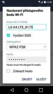 5. A je to! :) Případnou změnu nastavení provedete stisknutím řádku Wi-Fi hotspot. 6.