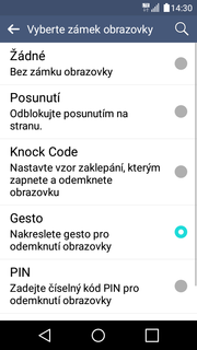 Nastavení zámku displeje 1. V menu stisknete ikonu Nastavení. 2.