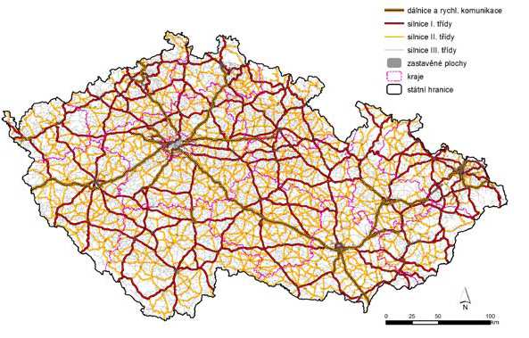 10.2 Silniční a dálniční síť v ČR (Zdroj: http://www.rsd.cz) 10.