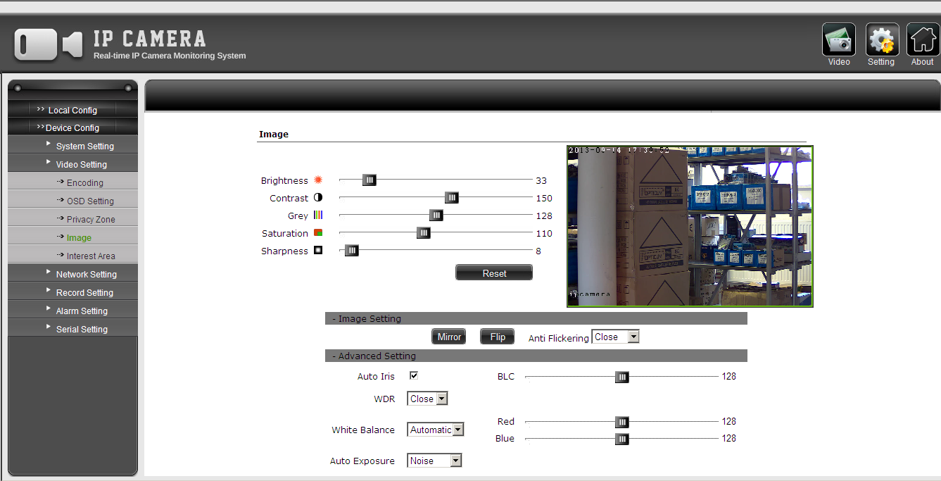 Image - Obraz Uživatel může upravit parametry videa, otočit, umožnit WDR atd.