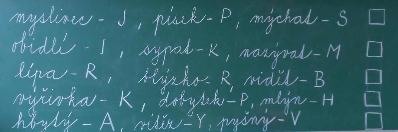 (Schneidrová, 2010) Poznámka: Žáky upozorníme na to, že žádné patro nesmí zůstat prázdné, jinak by nám pyramida nedržela a zbořila se. Někteří žáci chtěli najít pouze nejdelší slovo.