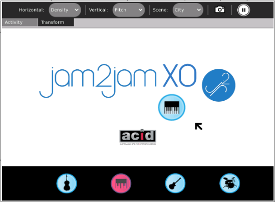 Pro zadávání hudebních dat se používá další program s názvem Jam2Jam XO, který je vlastním předmětem našeho zájmu.
