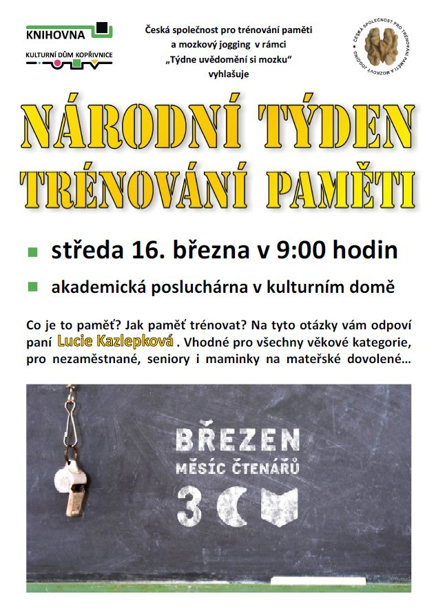 jogging v rámci "Týdne uvědomění si mozku" vyhlašuje Národní týden trénování paměti.