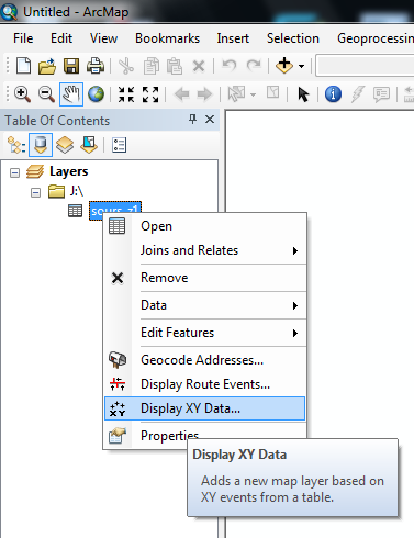 Zobrazte data z tabulky Display XY Data Volba dostupná v