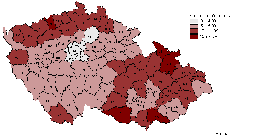 Míra nezaměstnanosti po mírném klesání po dobu čtyř let vystoupala během posledních měsíců na stejnou úroveň jako na počátku sledovaného období.