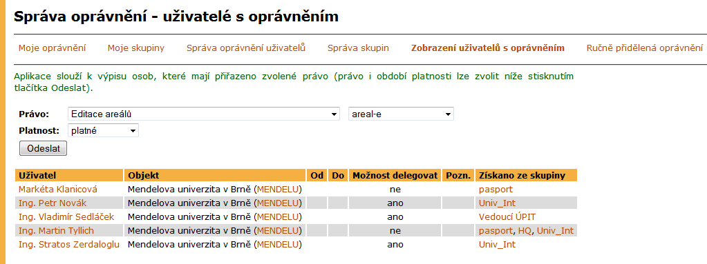 3 PRÁVNÍ SYSTÉM AIS Například práva týkající se studií se definují na celou univerzitu.