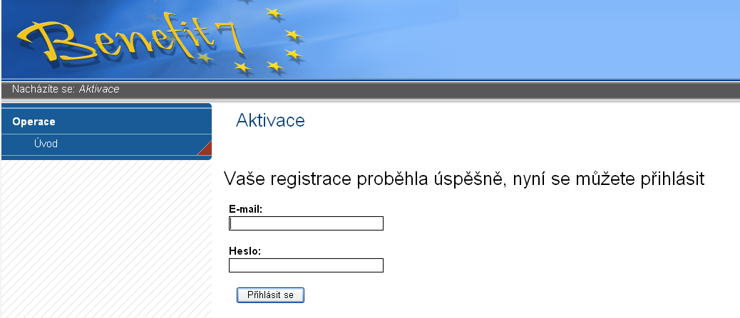 Po vyplnění všech povinných údajů a seznámení se s prohlášením uživatele, dá uživatel pokyn k registraci kliknutím na tlačítko Odeslat registrační údaje.