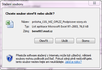 V případě, že potřebuje žadatel smazat vložený soubor v poli Příloha, stačí pouze text označit z levé strany a tlačítkem Delete vymazat.