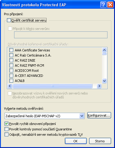 11. Nastavte Typ protokolu EAP na Protocol PEAP (Protected EAP).