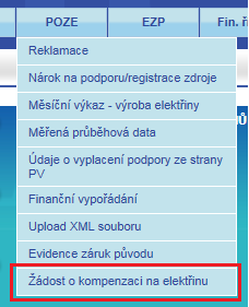 2 Formulář Žádost o kompenzaci na elektřinu Pro zaevidování žádosti zákazníka obchodníkem v informačním systému operátora trhu je na webovém portálu systému CS OTE formulář Žádost o kompenzaci na