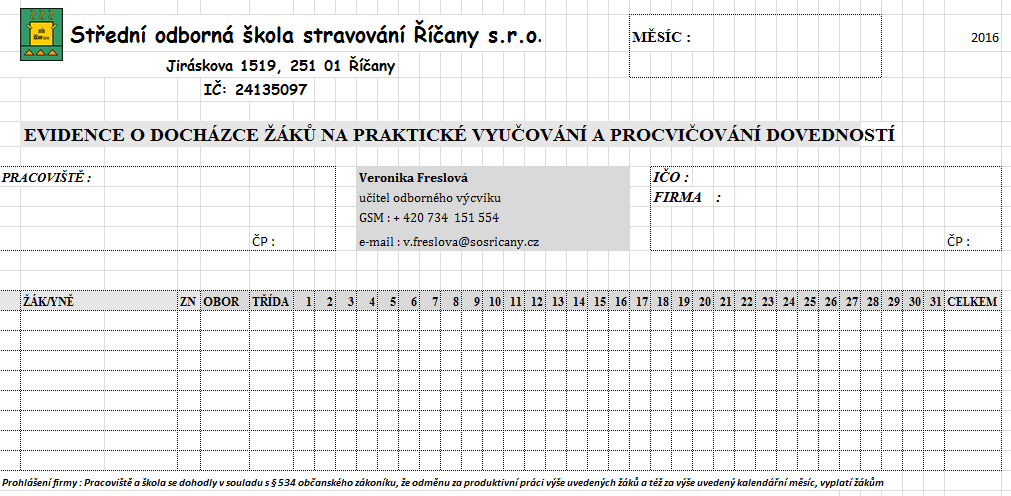 Obrázek 23: Formuláře pro odborný výcvik Zdroj: http://moodle.sosricany.cz/course/view.php?
