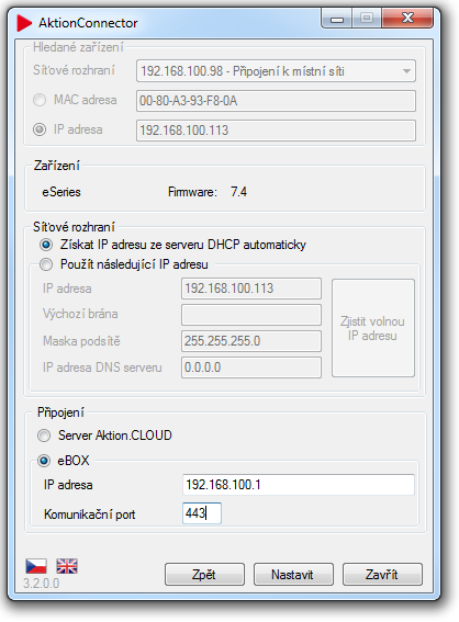 3. V závislosti na nastavení va eho firemního DHCP serveru zvolte ískat IP adresu ze serveru DHCP.