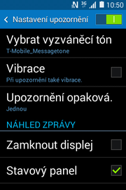 13 z 35 Nastavení tónů Zprávy. Stisknete Možnosti a zvolíte Vyberete možnost Oznámení.