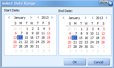 1. Klikněte na tlačítko s kalendářem a zvolte rozsah dat. 2.