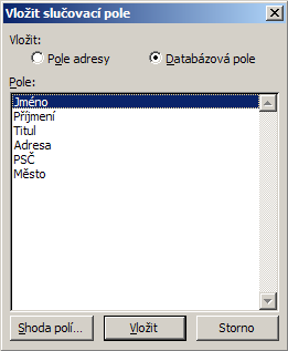 Hromadná korespondence Vytvoření vzorového souboru Po výběru příjemců přejdeme k dalšímu kroku Vytvořit dopis (krok 4).