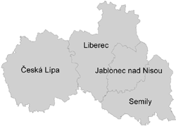Obr. 2: Mapa okresů Libereckého kraje ZDROJ: http://www.risy.cz/cs/krajske-ris/liberecky-kraj/okresy/ Liberecký kraj se podílí na tvorbě HDP ČR pouze 2,9 %.