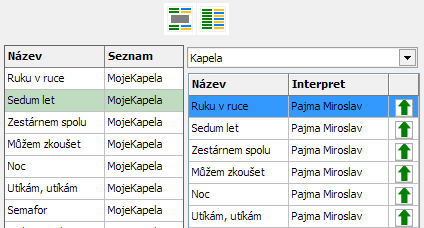 Tvorba vlastního karaoke - obarvování řádků podle nastaveného času, posun po řádcích, zobrazení v režimu celá obrazovka.