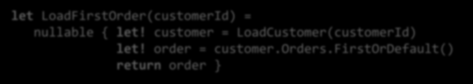 Computation expressions» Skládání výpočtů uživatelsky-definovaným způsobem <builder> { let! arg = function1() let!