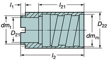 ROT - CZ Vrtání hlubokých děr - jektorový / STS systém Adaptéry pro přechod z vnějšího na vnitřní trubkový závit (k dispozici na vyžádání) Rozsah průměrů 65.00-195.90 mm (2.559-7.
