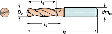 Vysoce přesný karbidový vrták CoroDrill Delta-C D ROT - CZ Vysoce přesný karbidový vrták CoroDrill Delta-C CoroDrill Delta-C 4 5 D c R840 Válcová stopka Průměr vrtáku: 3.00-20.00 mm (.118-.