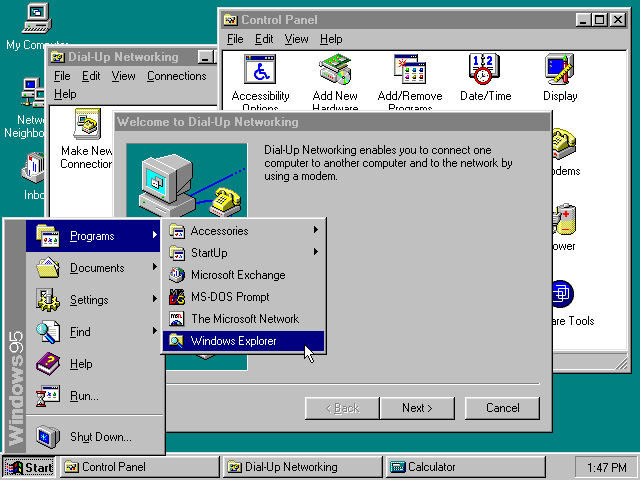 WINDOWS 95 Následuje menší zlom v historii Windows. Na trh přichází v roce 1995 nová verze Windows, která nově přináší složkové prostředí, známé z Mac OS již několik let.