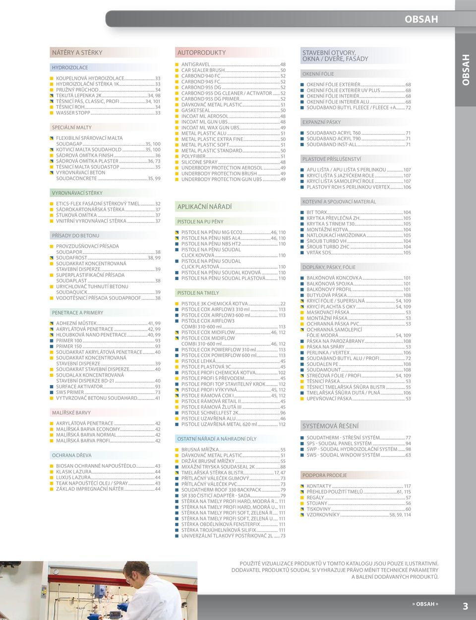 ..36, 73 TĚSNICÍ MALTA SOUDASTOP... 35 VYROVNÁVACÍ BETON SOUDACONCRETE...35, 99 VYROVNÁVACÍ STĚRKY ETICS-FLEX FASÁDNÍ STĚRKOVÝ TMEL... 32 SÁDROKARTONÁŘSKÁ STĚRKA... 37 ŠTUKOVÁ OMÍTKA.