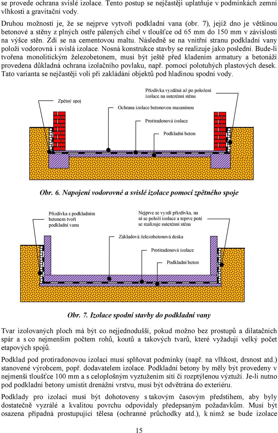 Následně se na vnitřní stranu podkladní vany položí vodorovná i svislá izolace. Nosná konstrukce stavby se realizuje jako poslední.