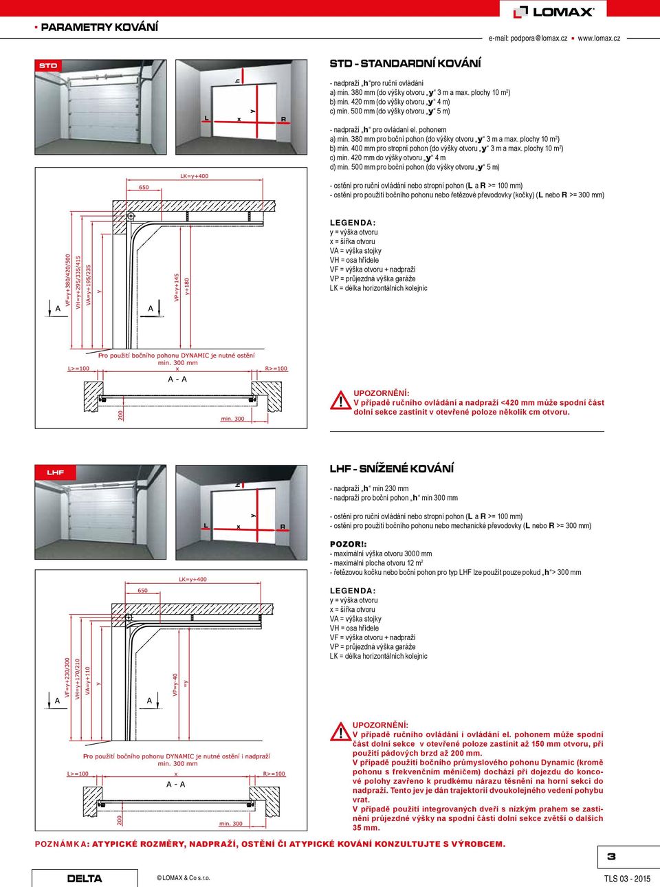 420 mm do otvor y 4 m d) min.