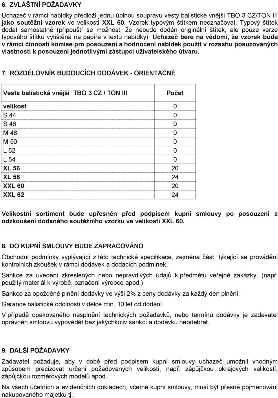 Uchazeč bere na vědomí, že vzorek bude v rámci činnosti komise pro posouzení a hodnocení nabídek použit v rozsahu posuzovaných vlastností k posouzení jednotlivými zástupci uživatelského útvaru. 7.