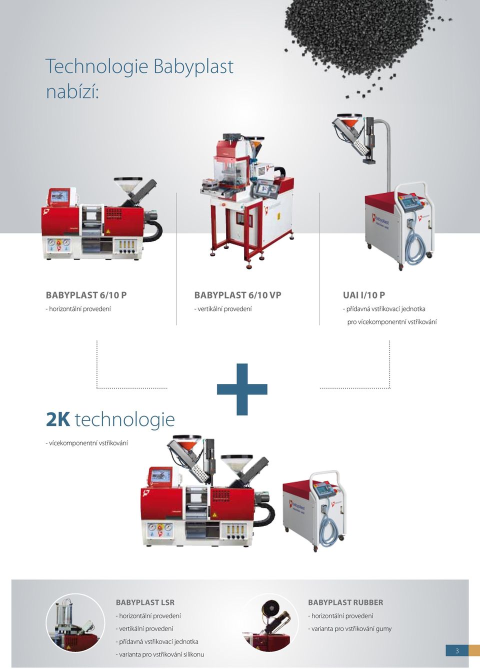 vícekomponentní vstřikování Babyplast LSR - horizontální provedení - vertikální provedení - přídavná
