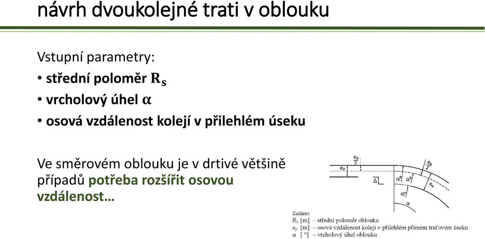 kolejí v přilehlém úseku Ve směrovém oblouku je v