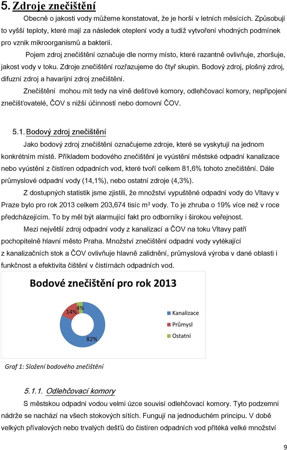 Pojem zdroj znečištění označuje dle normy místo, které razantně ovlivňuje, zhoršuje, jakost vody v toku. Zdroje znečištění rozřazujeme do čtyř skupin.