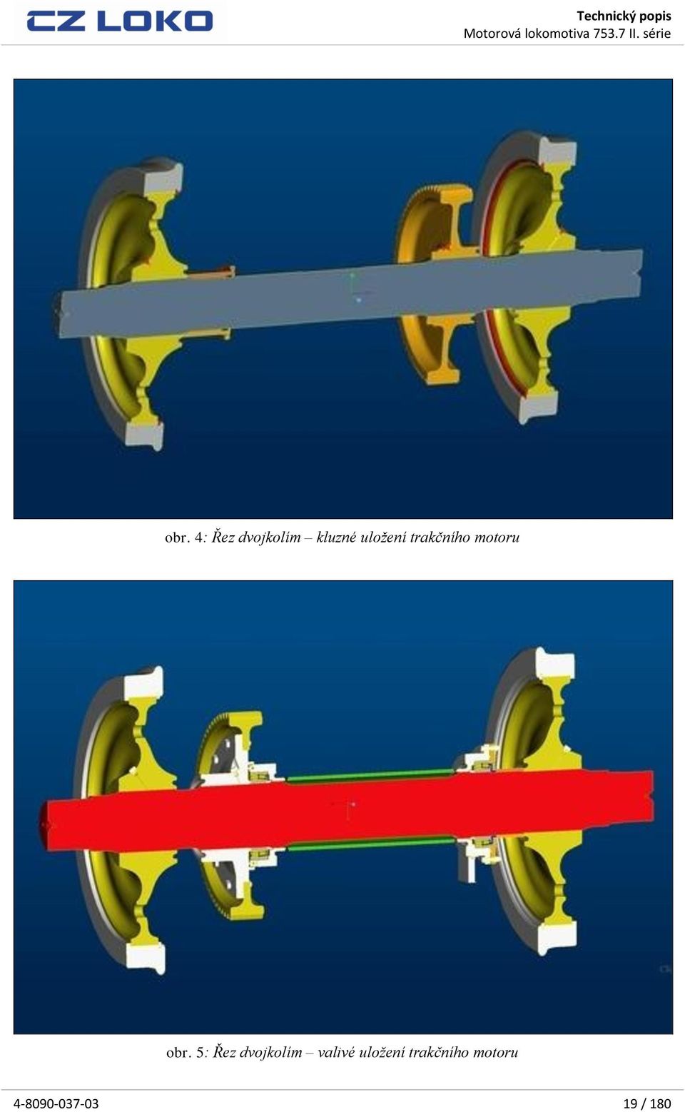 5: Řez dvojkolím valivé uložení