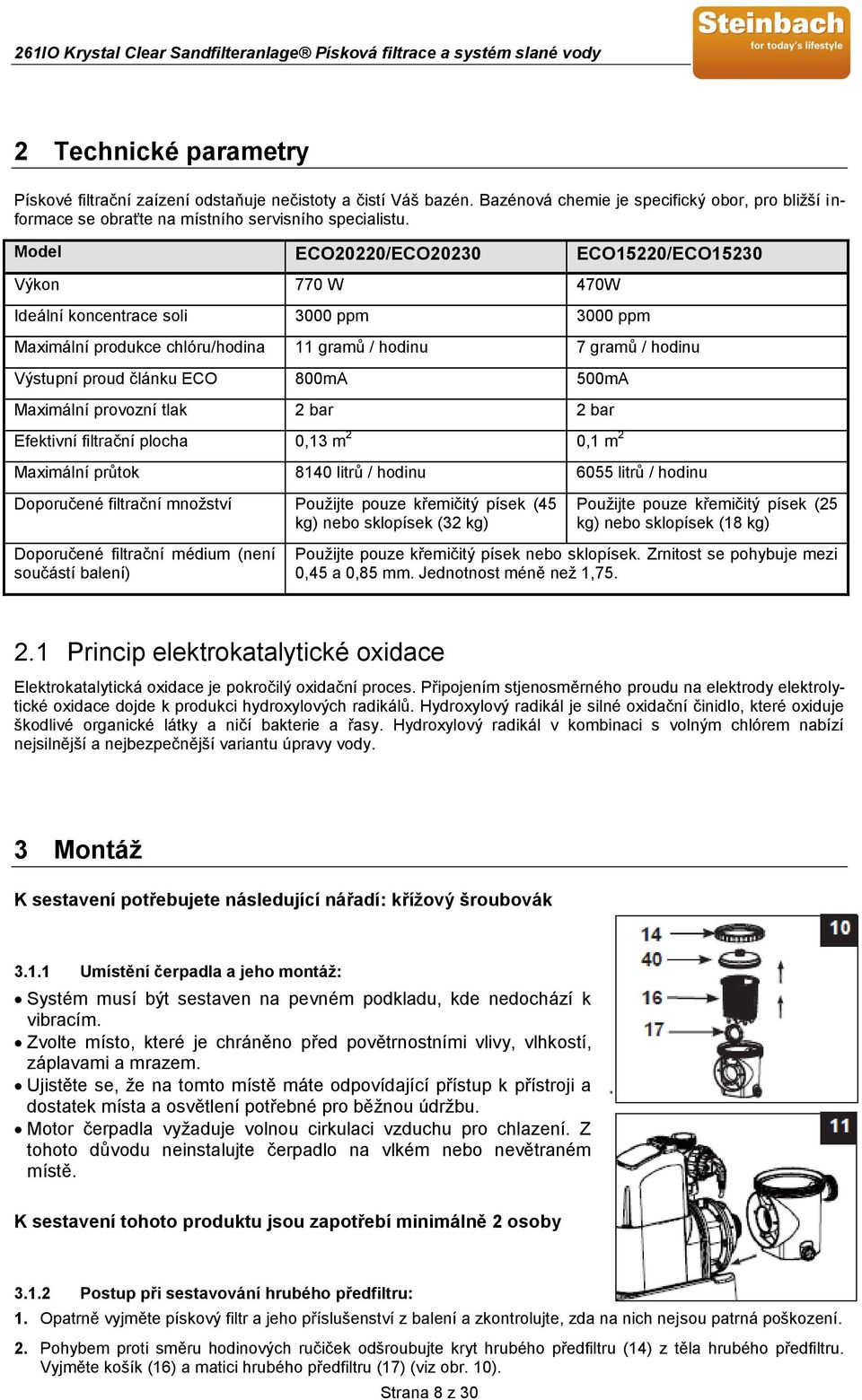 800mA 500mA Maximální provozní tlak 2 bar 2 bar Efektivní filtrační plocha 0,13 m 2 0,1 m 2 Maximální průtok 8140 litrů / hodinu 6055 litrů / hodinu Doporučené filtrační množství Použijte pouze